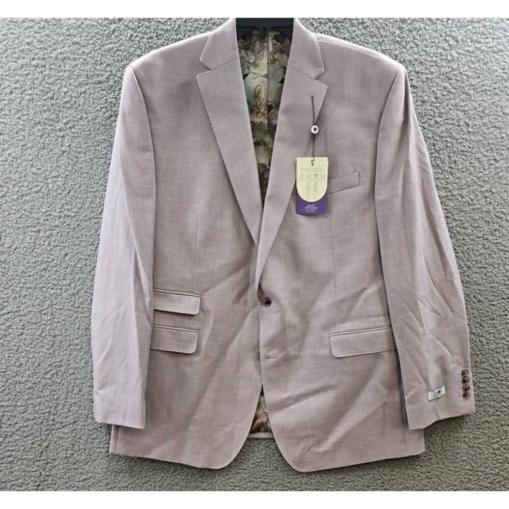 Tayion Collection Regular-Fit Suit Jacket Men's 46L Pink Flap Pocket Long Sleeve